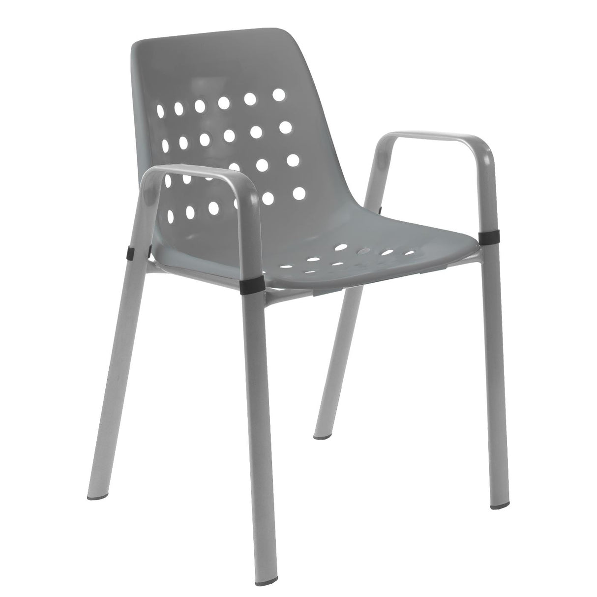 Schaffner Bermuda Fauteuil repas avec accoudoirs tubes ovales Gris Argent 78 Gris Argent 78