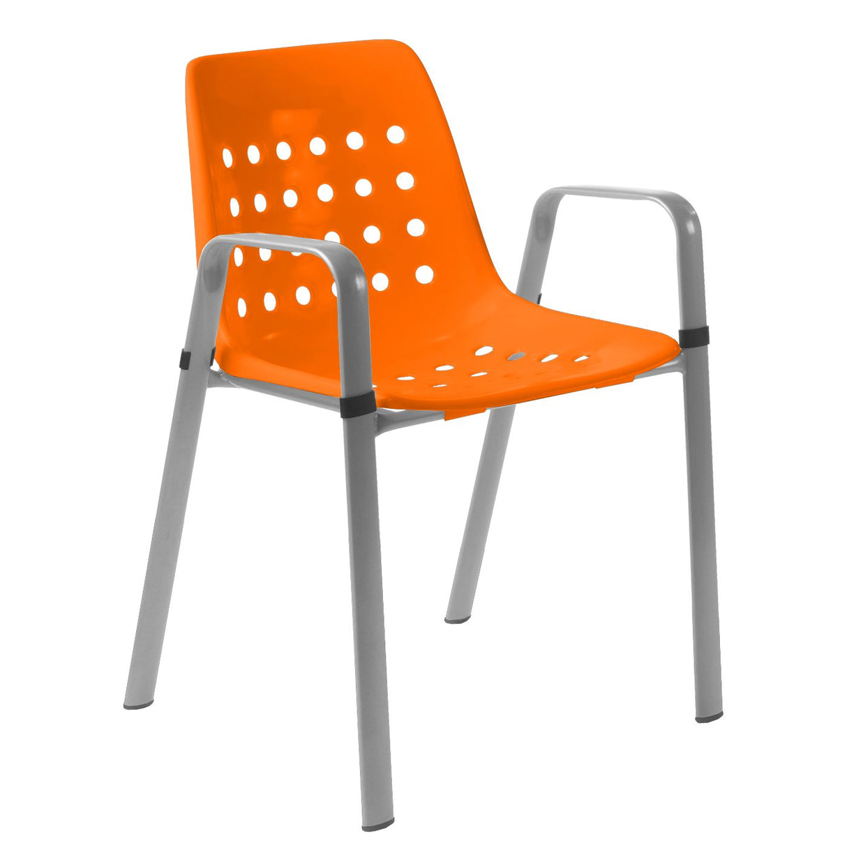 Schaffner Bermuda Fauteuil repas avec accoudoirs tubes ovales Gris Argent 78 Orange 13