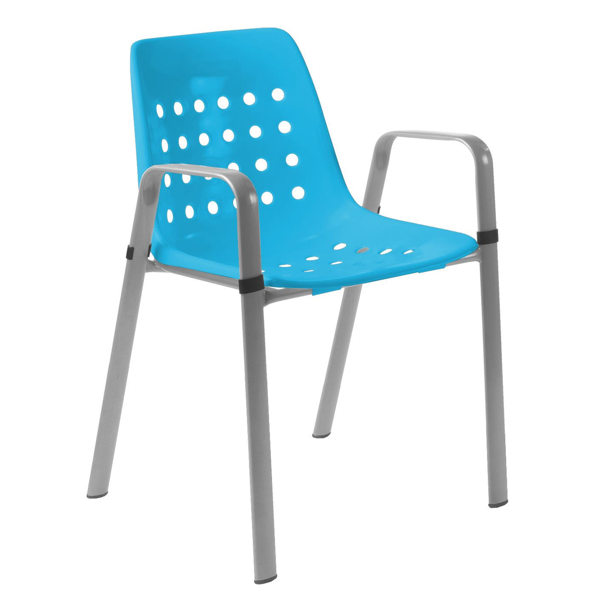 Schaffner Bermuda Fauteuil repas avec accoudoirs tubes ovales Gris Argent 78 Turquoise 58