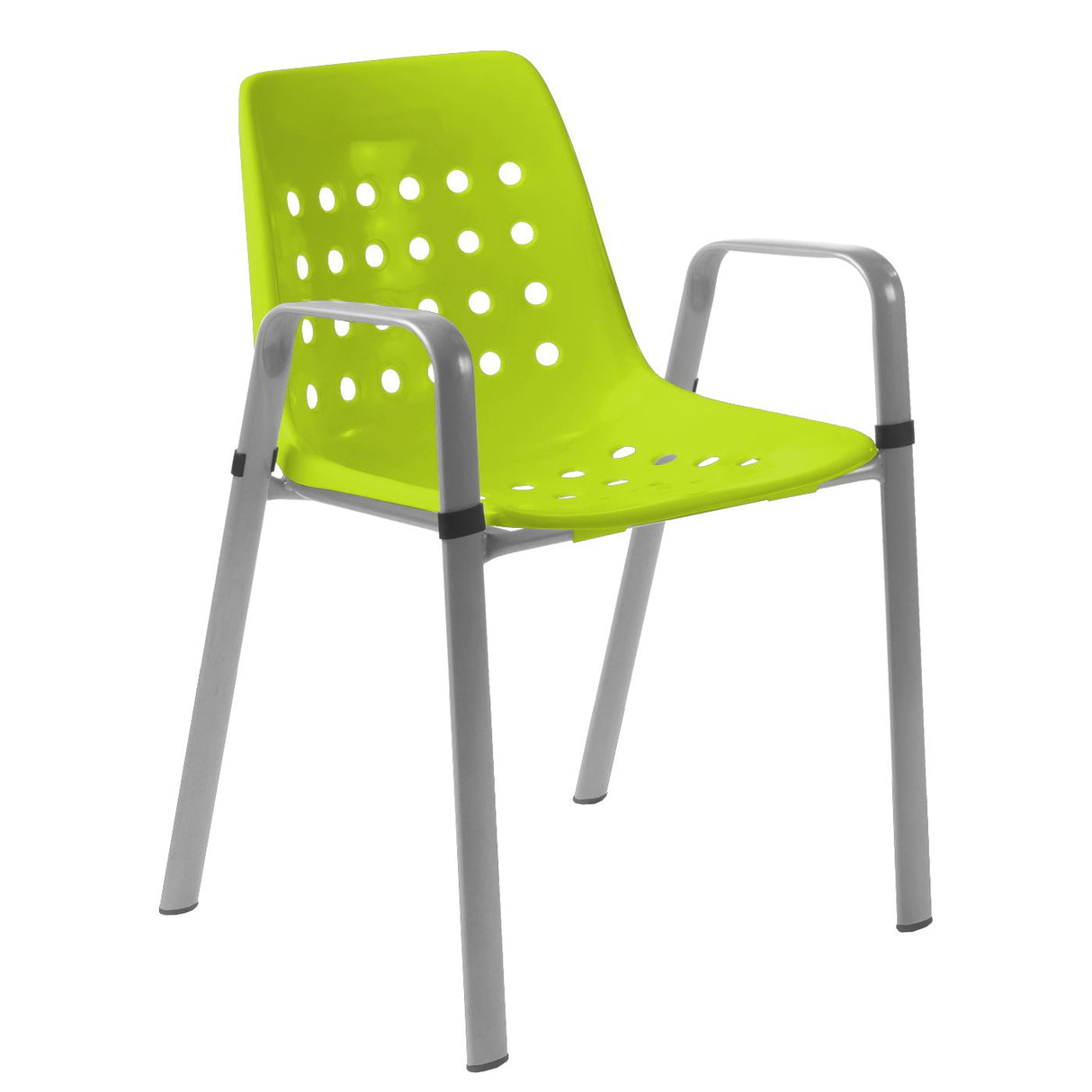 Schaffner Bermuda Fauteuil repas avec accoudoirs tubes ovales Gris Argent 78 Vert Clair 63