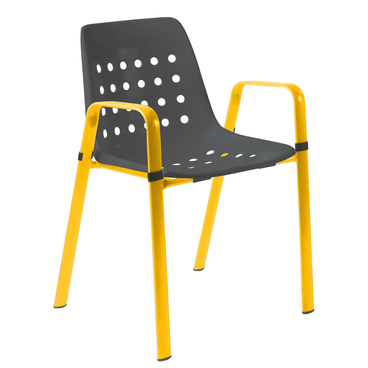Schaffner Bermuda Fauteuil repas avec accoudoirs tubes ovales Jaune 11 Anthracite 77