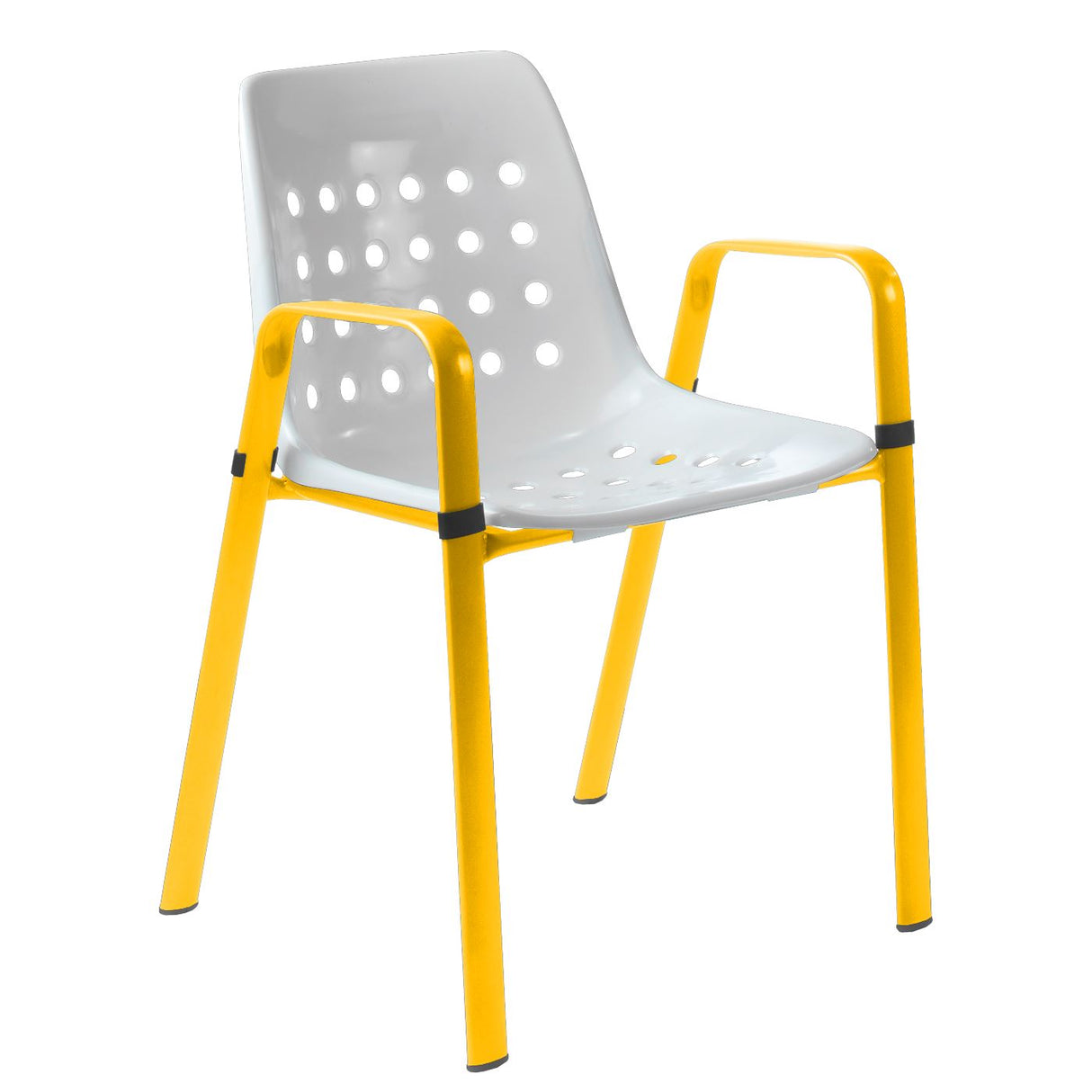 Schaffner Bermuda Fauteuil repas avec accoudoirs tubes ovales Jaune 11 Blanc 90