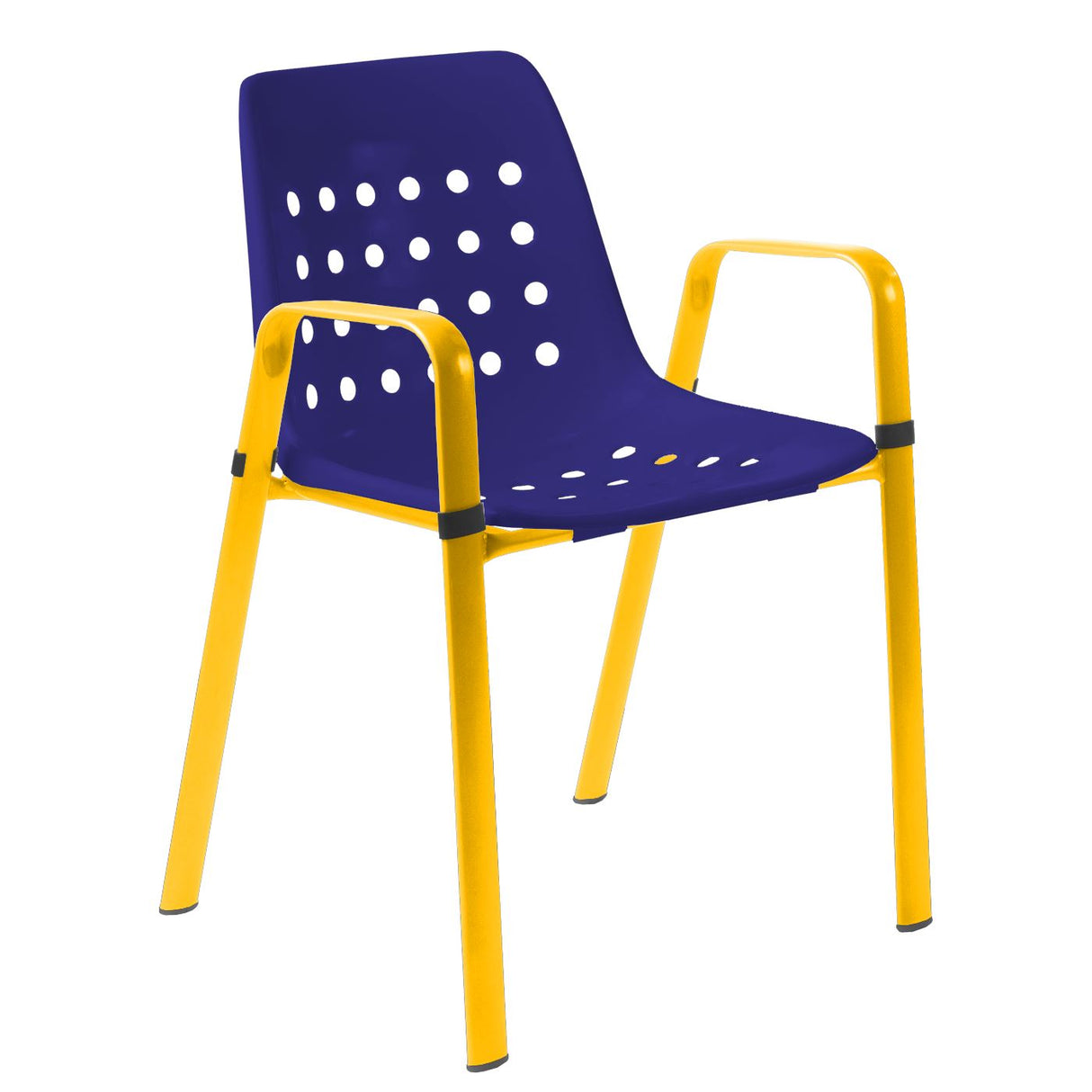 Schaffner Bermuda Fauteuil repas avec accoudoirs tubes ovales Jaune 11 Bleu 53