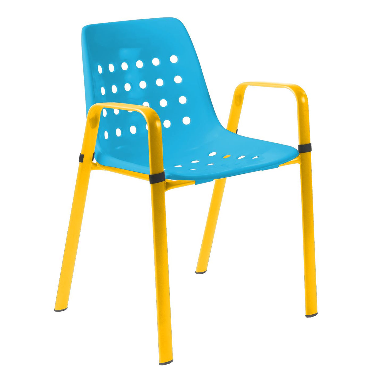 Schaffner Bermuda Fauteuil repas avec accoudoirs tubes ovales Jaune 11 Turquoise 58