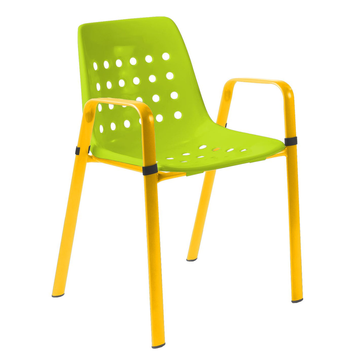 Schaffner Bermuda Fauteuil repas avec accoudoirs tubes ovales Jaune 11 Vert Clair 63