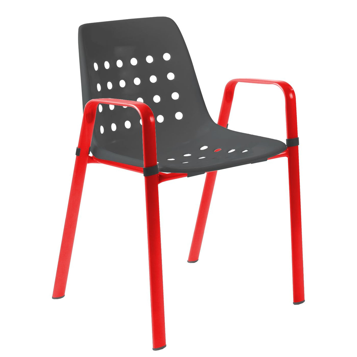 Schaffner Bermuda Fauteuil repas avec accoudoirs tubes ovales Rouge 30 Anthracite 77