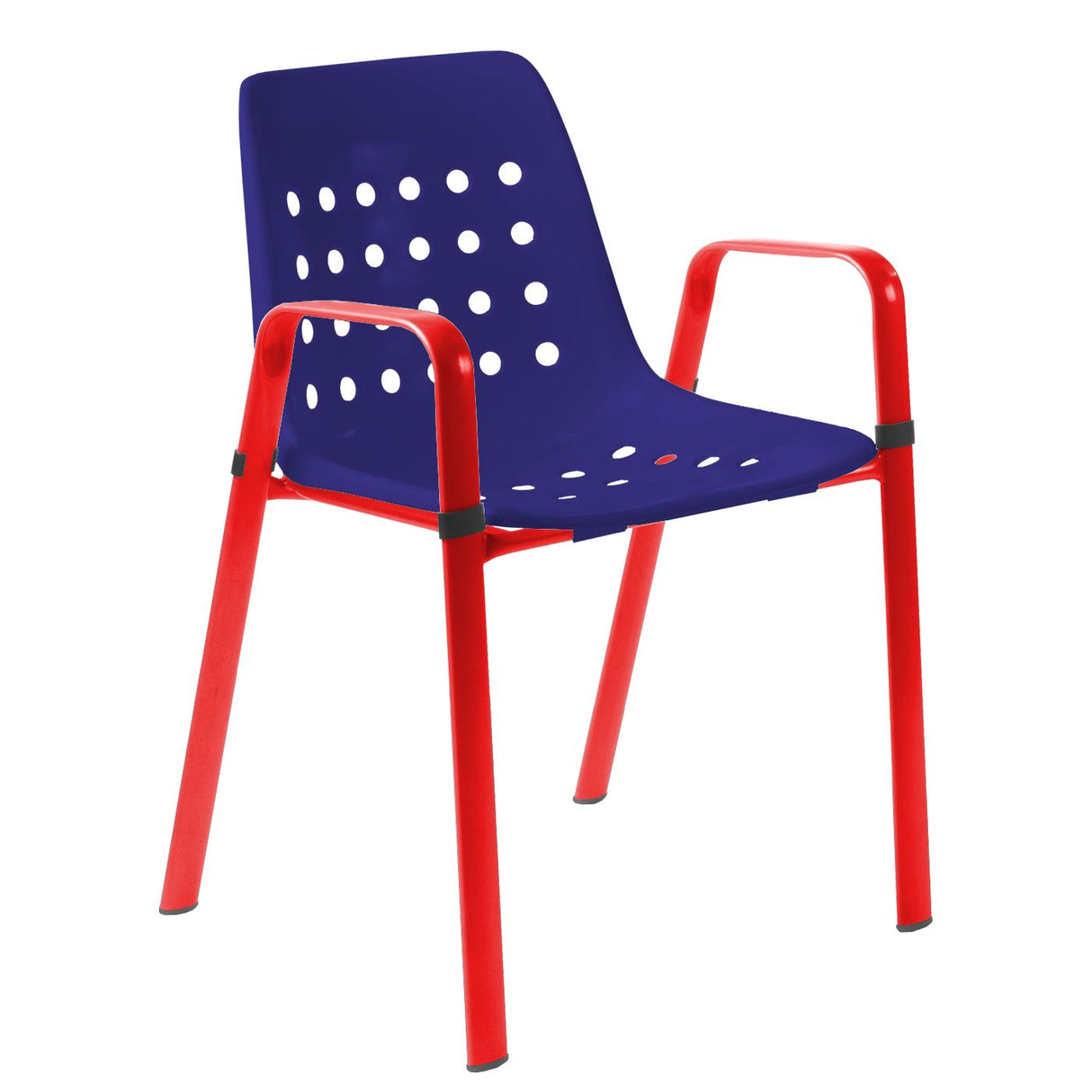 Schaffner Bermuda Fauteuil repas avec accoudoirs tubes ovales Rouge 30 Bleu 53