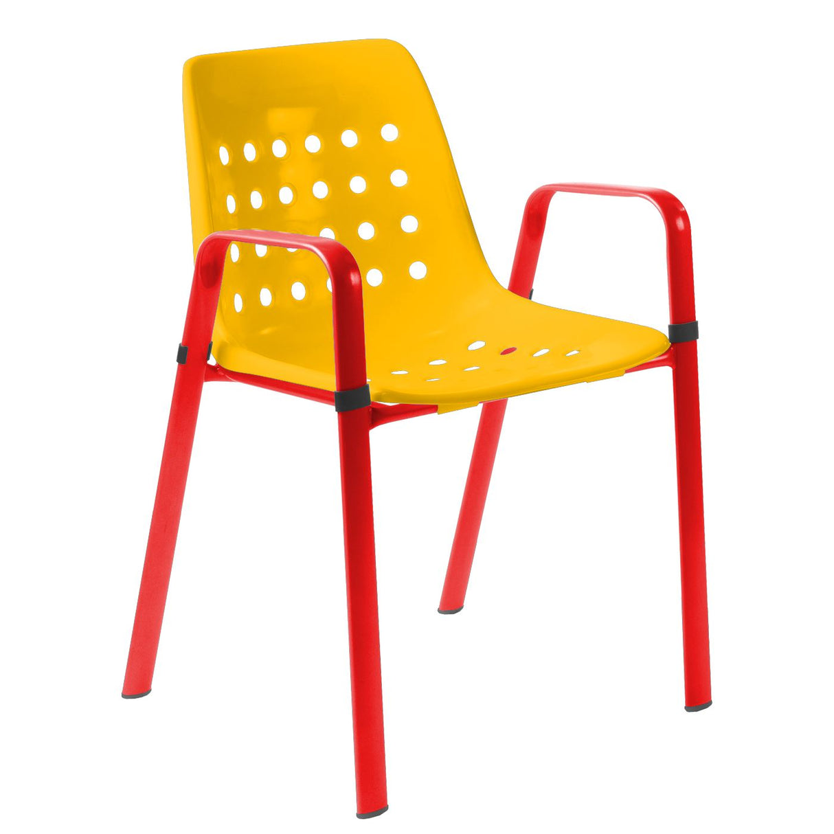 Schaffner Bermuda Fauteuil repas avec accoudoirs tubes ovales Rouge 30 Jaune 11