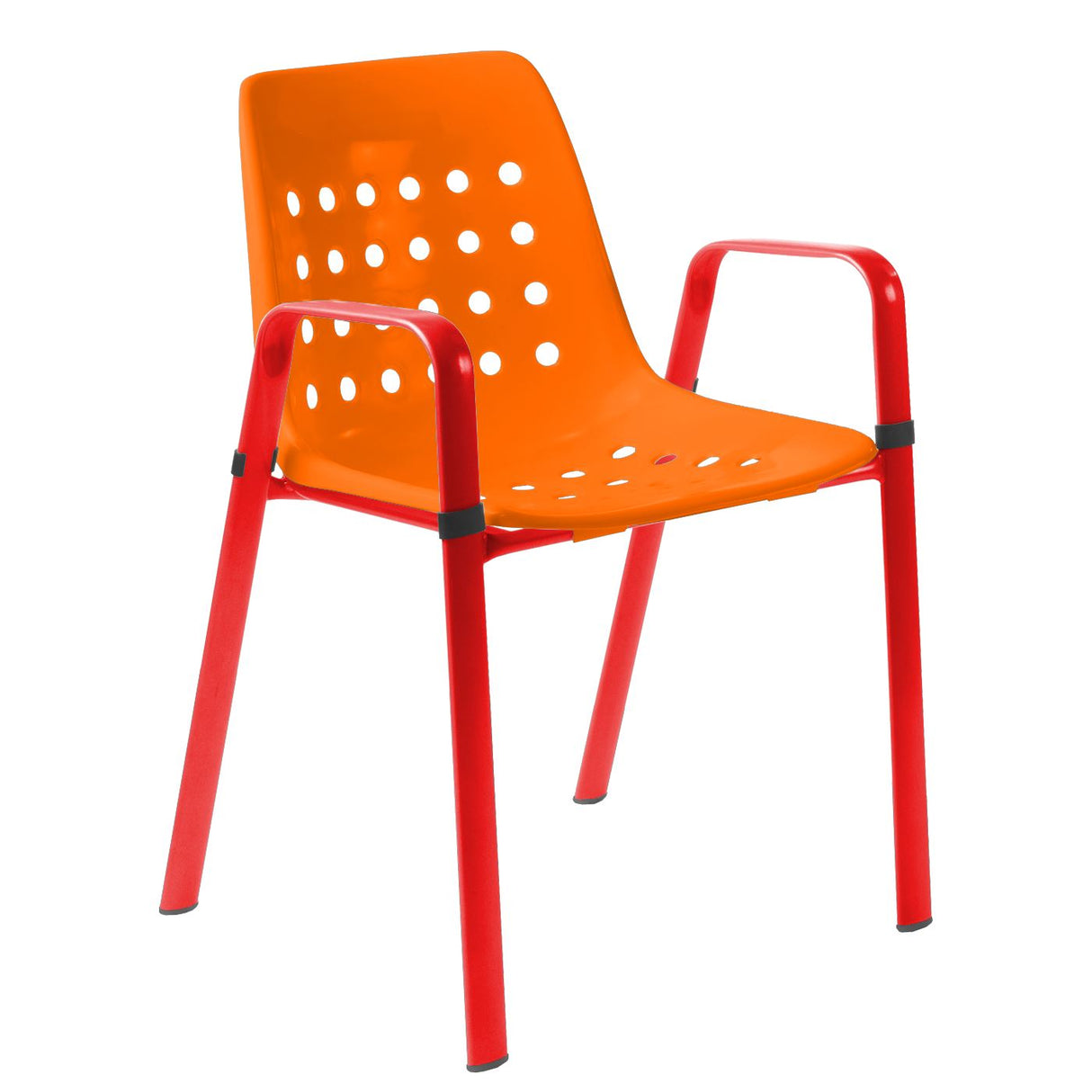 Schaffner Bermuda Fauteuil repas avec accoudoirs tubes ovales Rouge 30 Orange 13