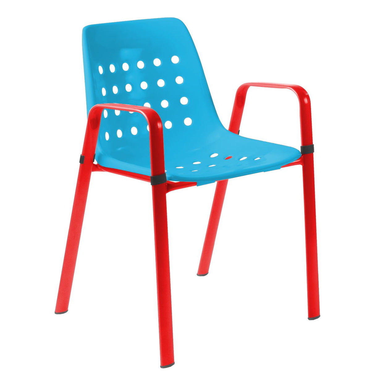 Schaffner Bermuda Fauteuil repas avec accoudoirs tubes ovales Rouge 30 Turquoise 58