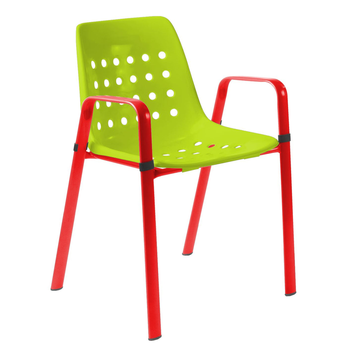 Schaffner Bermuda Fauteuil repas avec accoudoirs tubes ovales Rouge 30 Vert Clair 63