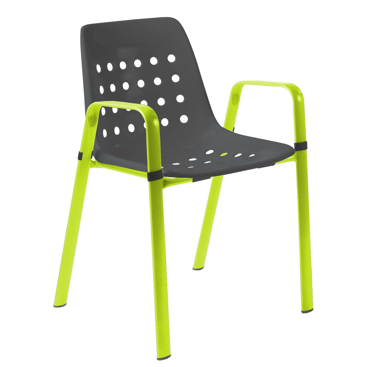 Schaffner Bermuda Fauteuil repas avec accoudoirs tubes ovales Vert Clair 63 Anthracite 77