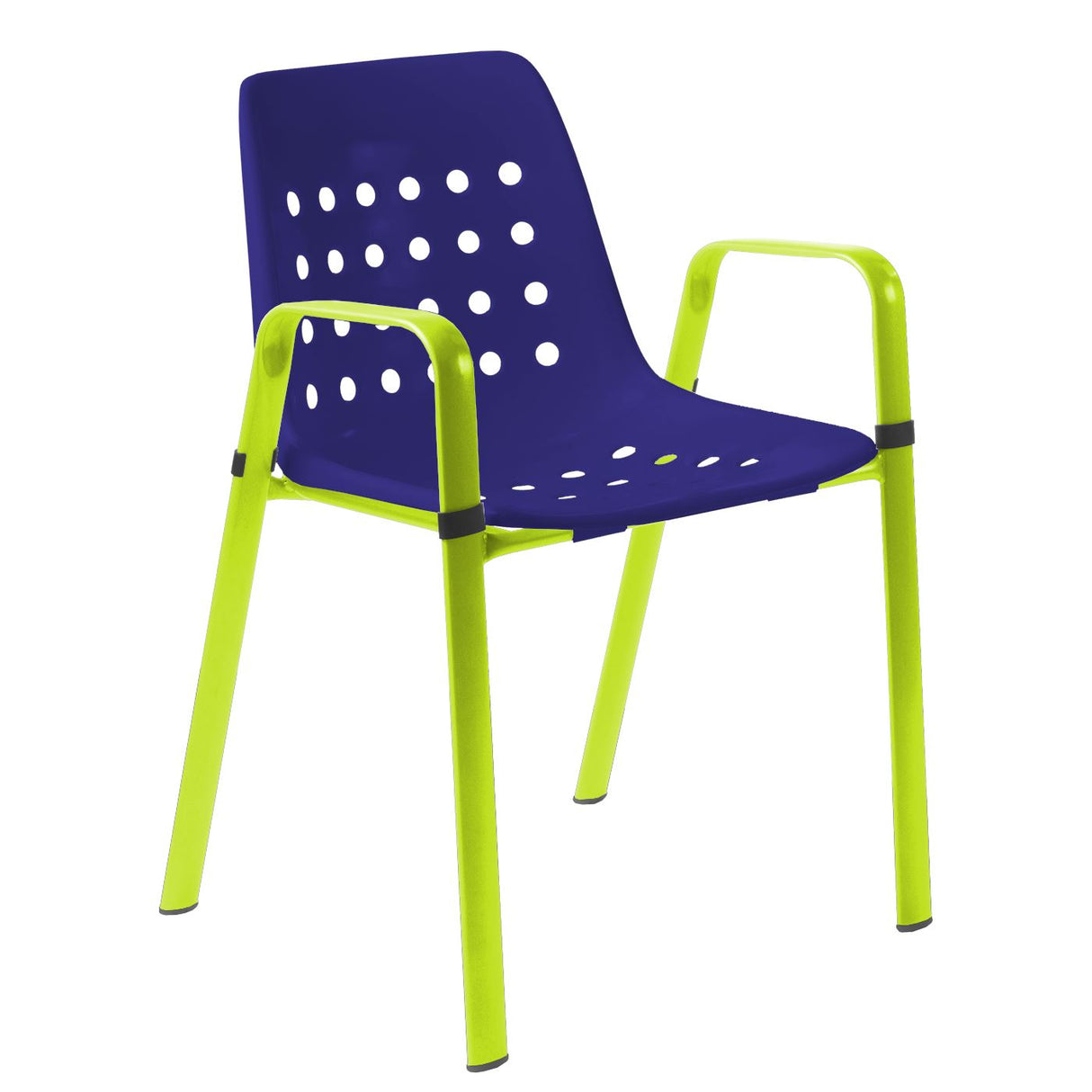 Schaffner Bermuda Fauteuil repas avec accoudoirs tubes ovales Vert Clair 63 Bleu 53