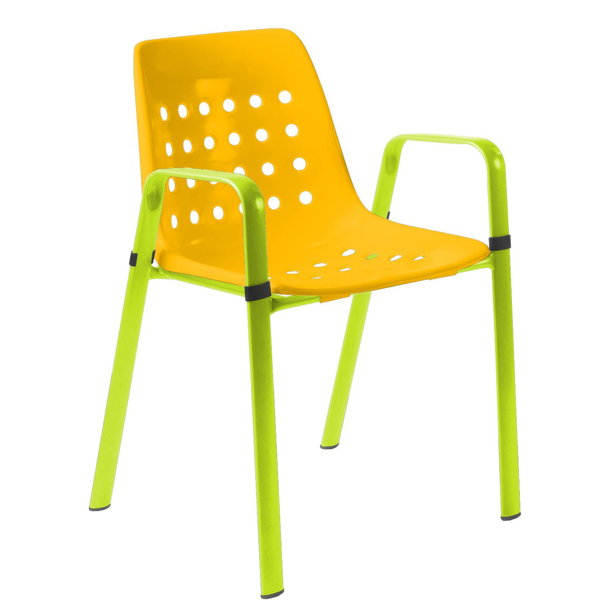 Schaffner Bermuda Fauteuil repas avec accoudoirs tubes ovales Vert Clair 63 Jaune 11