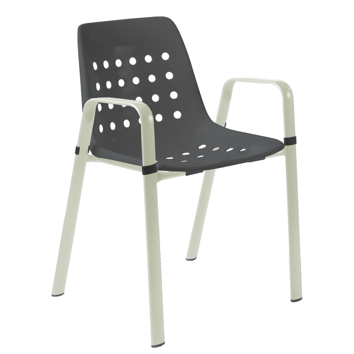 Schaffner Bermuda Fauteuil repas avec accoudoirs tubes ovales Vert Pastel 64 Anthracite 77