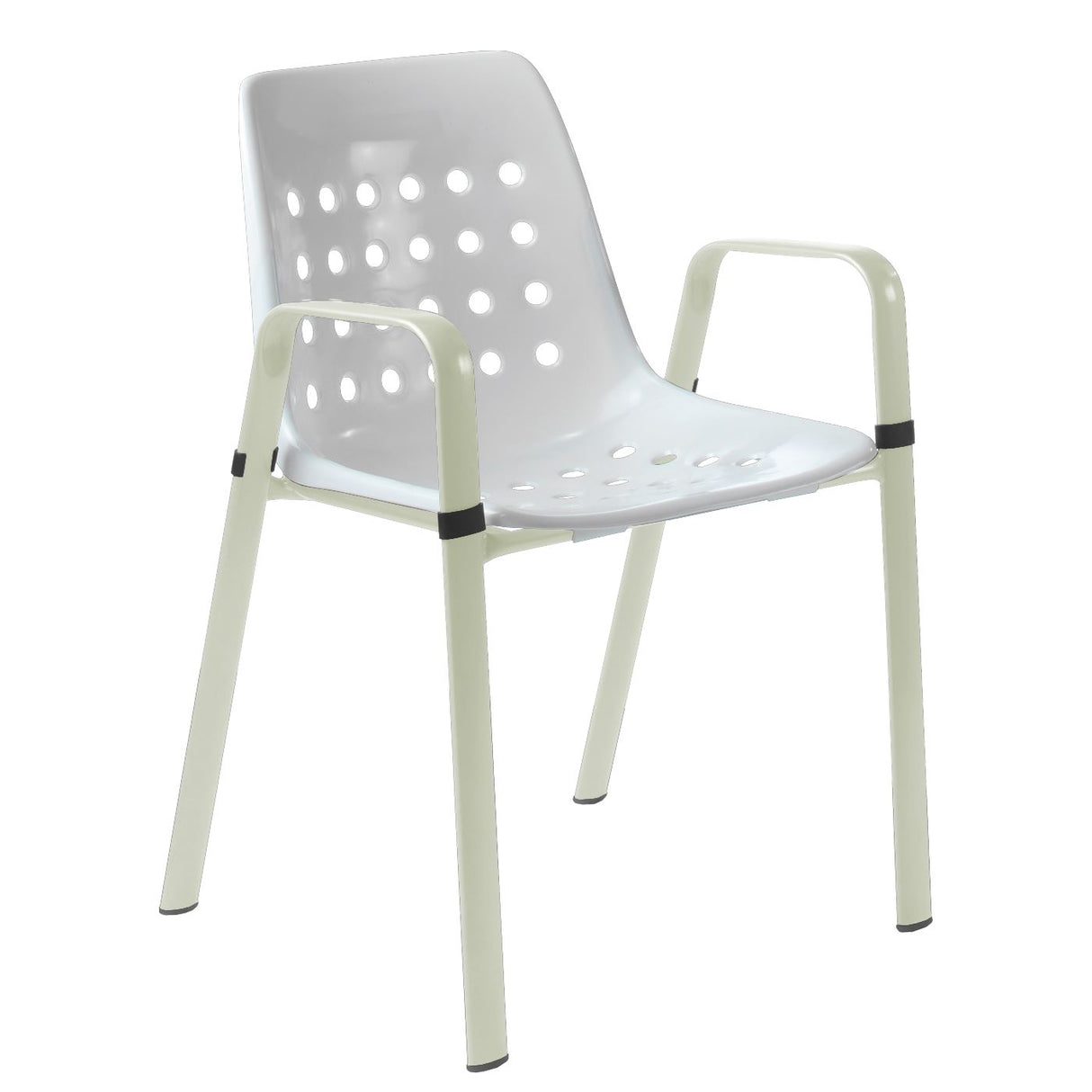 Schaffner Bermuda Fauteuil repas avec accoudoirs tubes ovales Vert Pastel 64 Blanc 90