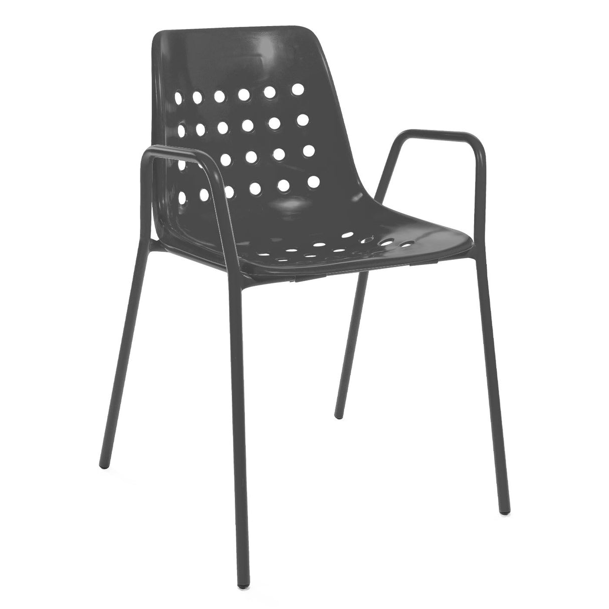 Schaffner Bermuda Fauteuil repas avec accoudoirs tubes ronds Anthracite 77 Anthracite 77