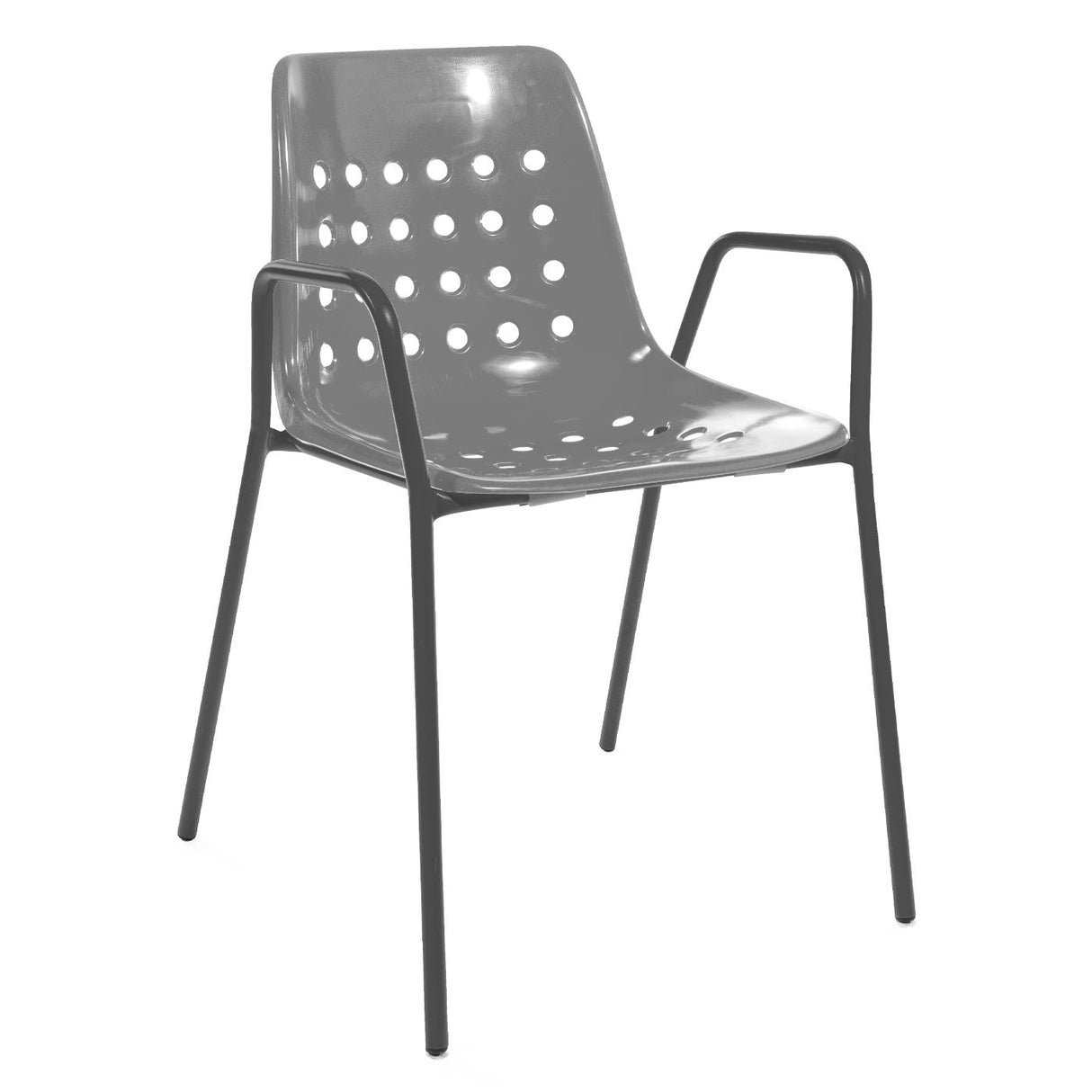 Schaffner Bermuda Fauteuil repas avec accoudoirs tubes ronds Anthracite 77 Gris Argent 78