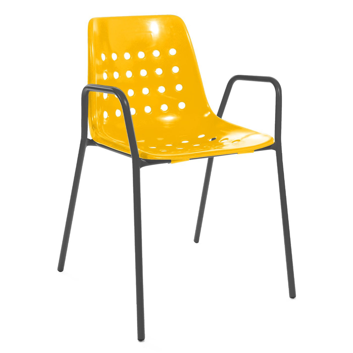 Schaffner Bermuda Fauteuil repas avec accoudoirs tubes ronds Anthracite 77 Jaune 11