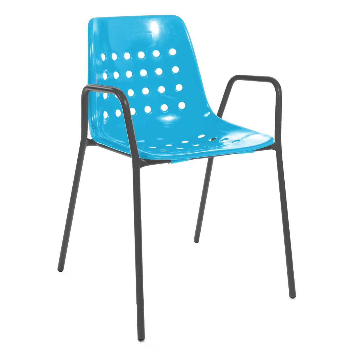 Schaffner Bermuda Fauteuil repas avec accoudoirs tubes ronds Anthracite 77 Turquoise 58