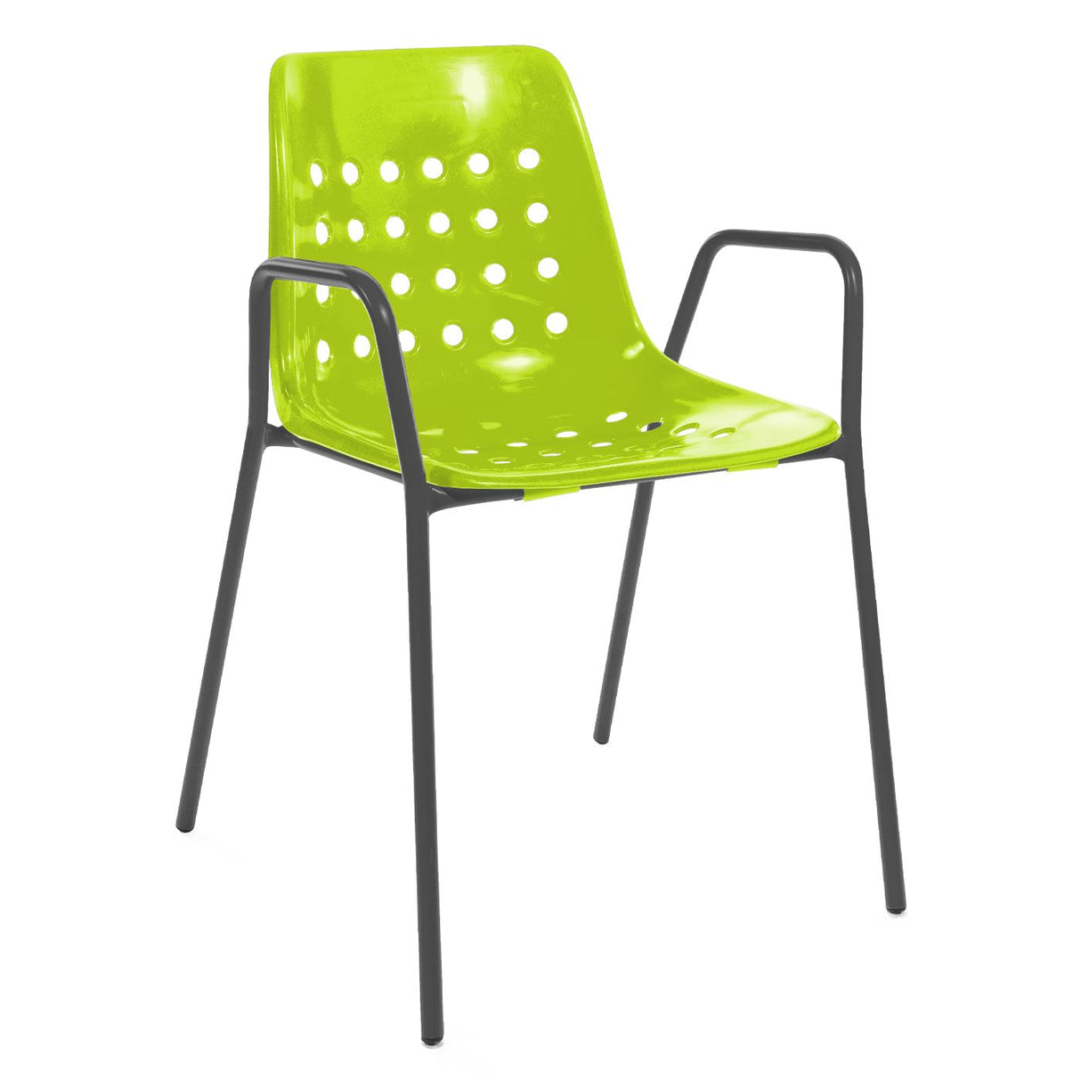 Schaffner Bermuda Fauteuil repas avec accoudoirs tubes ronds Anthracite 77 Vert Clair 63