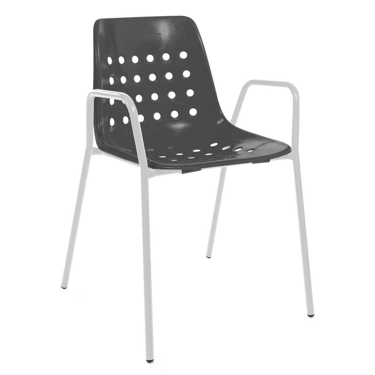 Schaffner Bermuda Fauteuil repas avec accoudoirs tubes ronds Blanc 90 Anthracite 77
