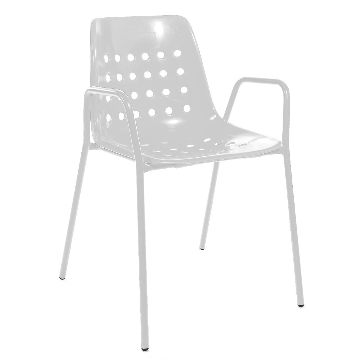 Schaffner Bermuda Fauteuil repas avec accoudoirs tubes ronds Blanc 90 Blanc 90