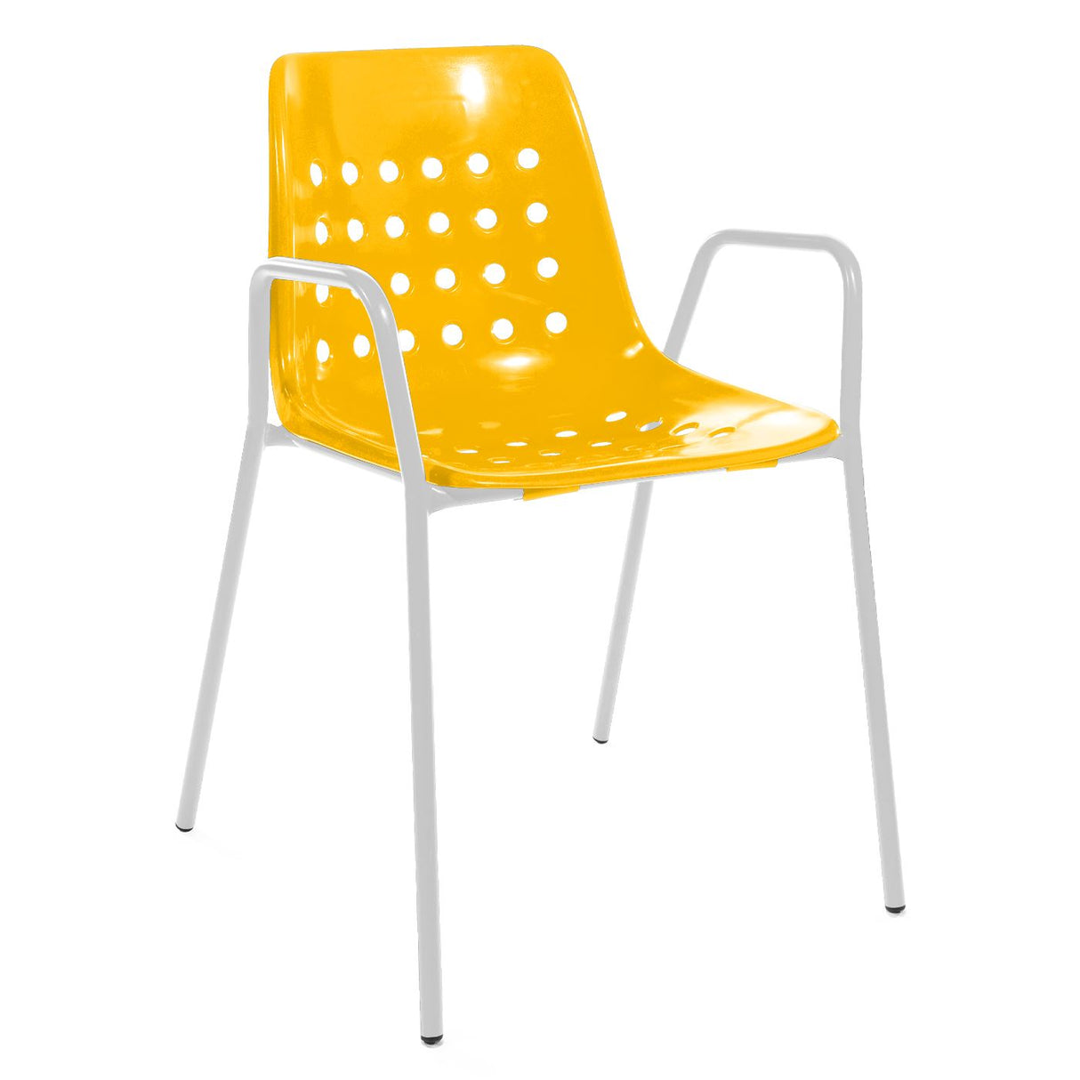 Schaffner Bermuda Fauteuil repas avec accoudoirs tubes ronds Blanc 90 Jaune 11