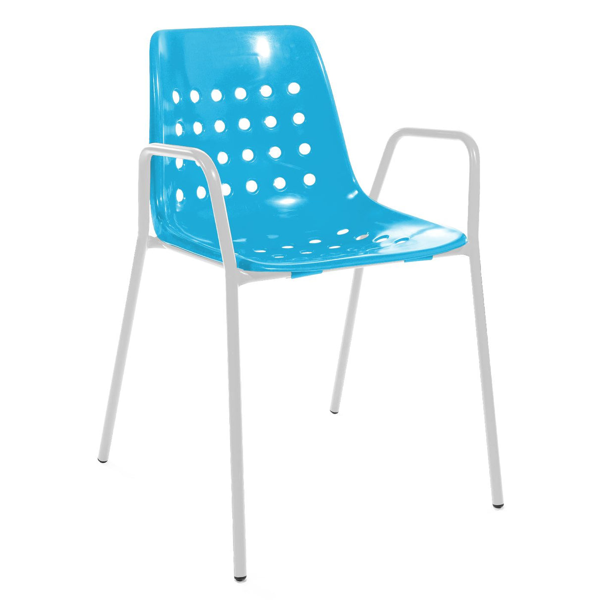 Schaffner Bermuda Fauteuil repas avec accoudoirs tubes ronds Blanc 90 Turquoise 58