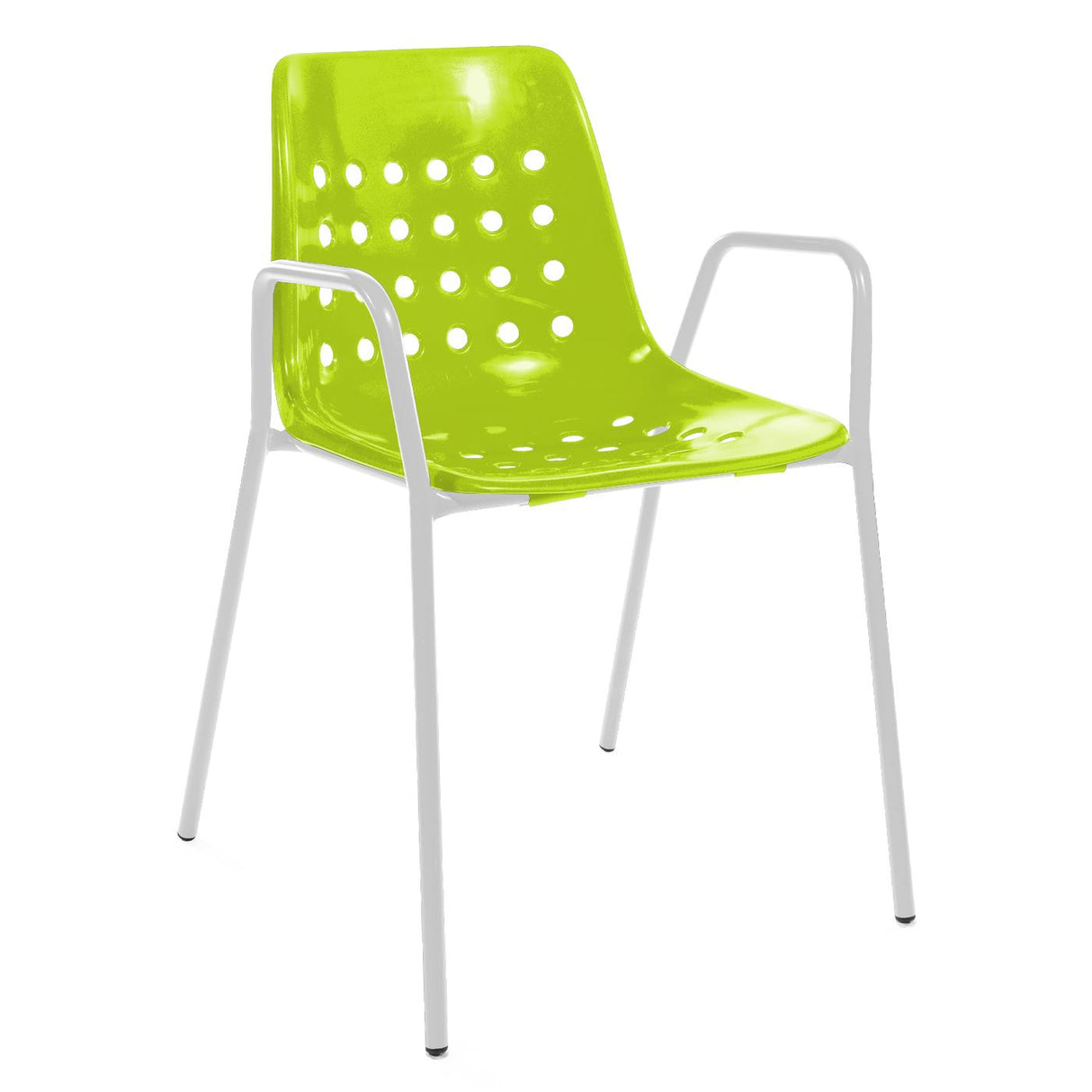 Schaffner Bermuda Fauteuil repas avec accoudoirs tubes ronds Blanc 90 Vert Clair 63