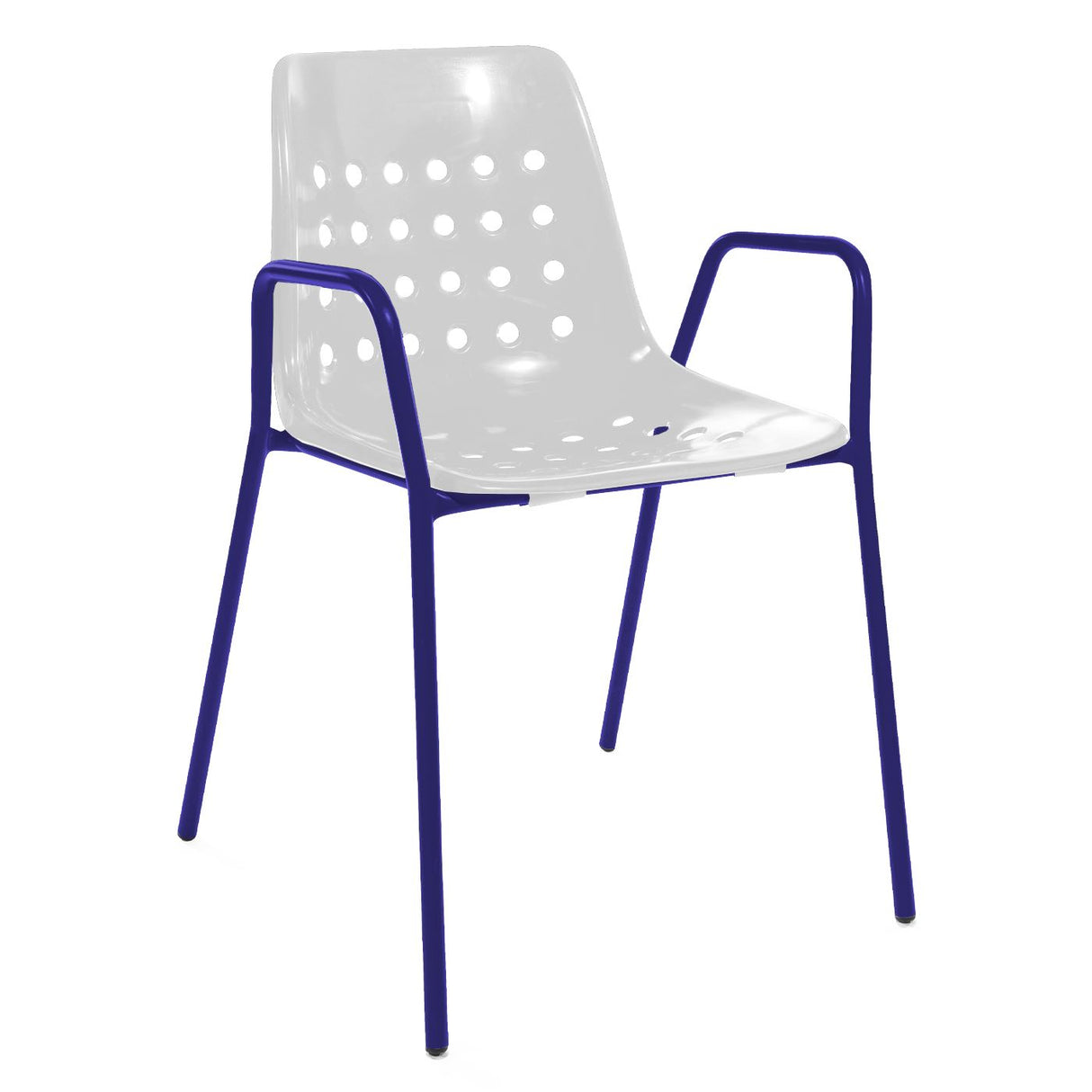 Schaffner Bermuda Fauteuil repas avec accoudoirs tubes ronds Bleu 53 Blanc 90