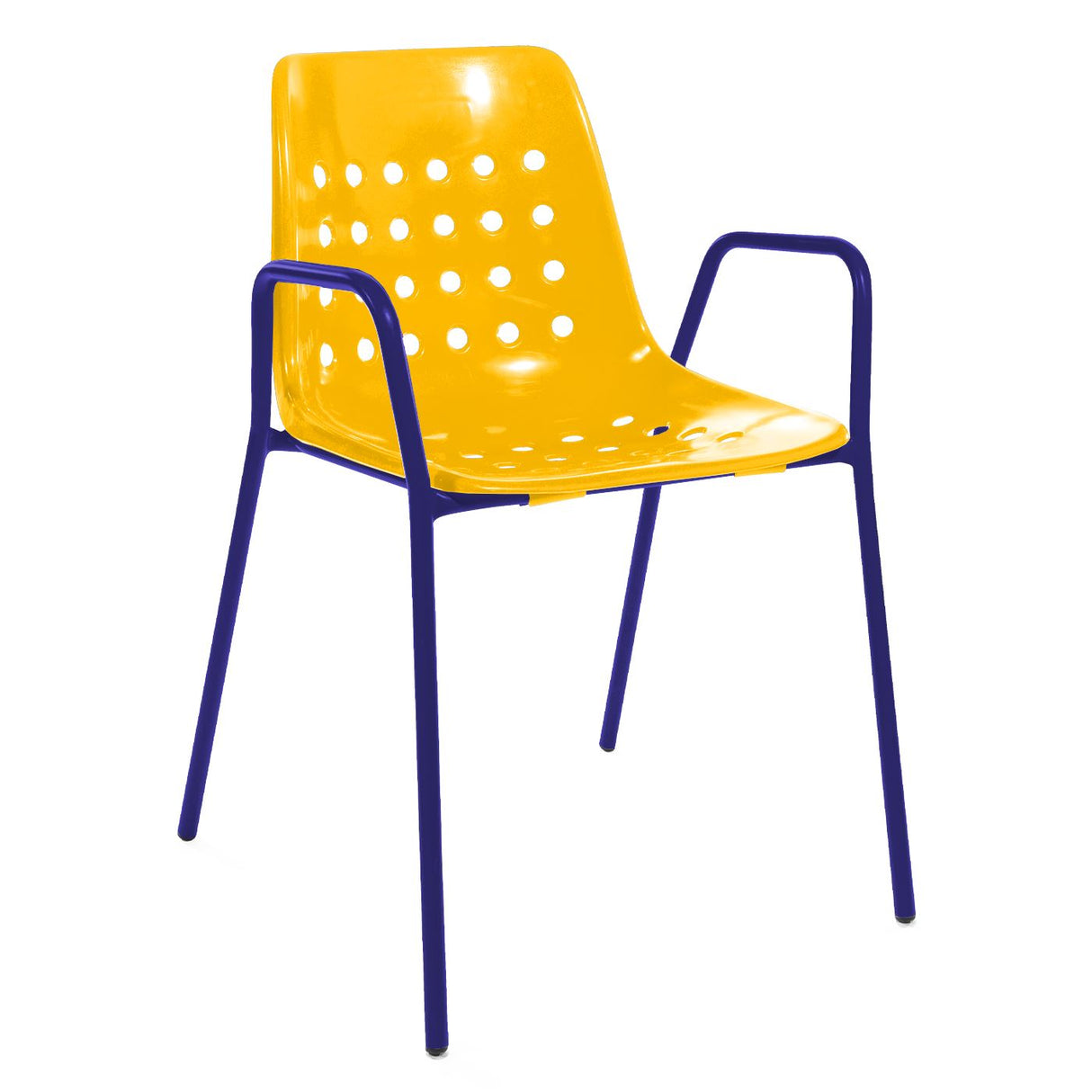 Schaffner Bermuda Fauteuil repas avec accoudoirs tubes ronds Bleu 53 Jaune 11