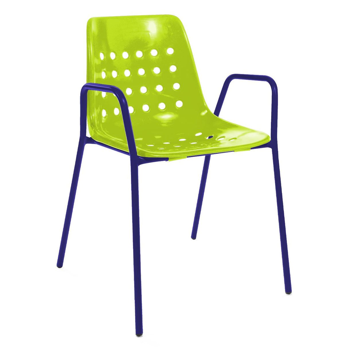 Schaffner Bermuda Fauteuil repas avec accoudoirs tubes ronds Bleu 53 Vert Clair 63