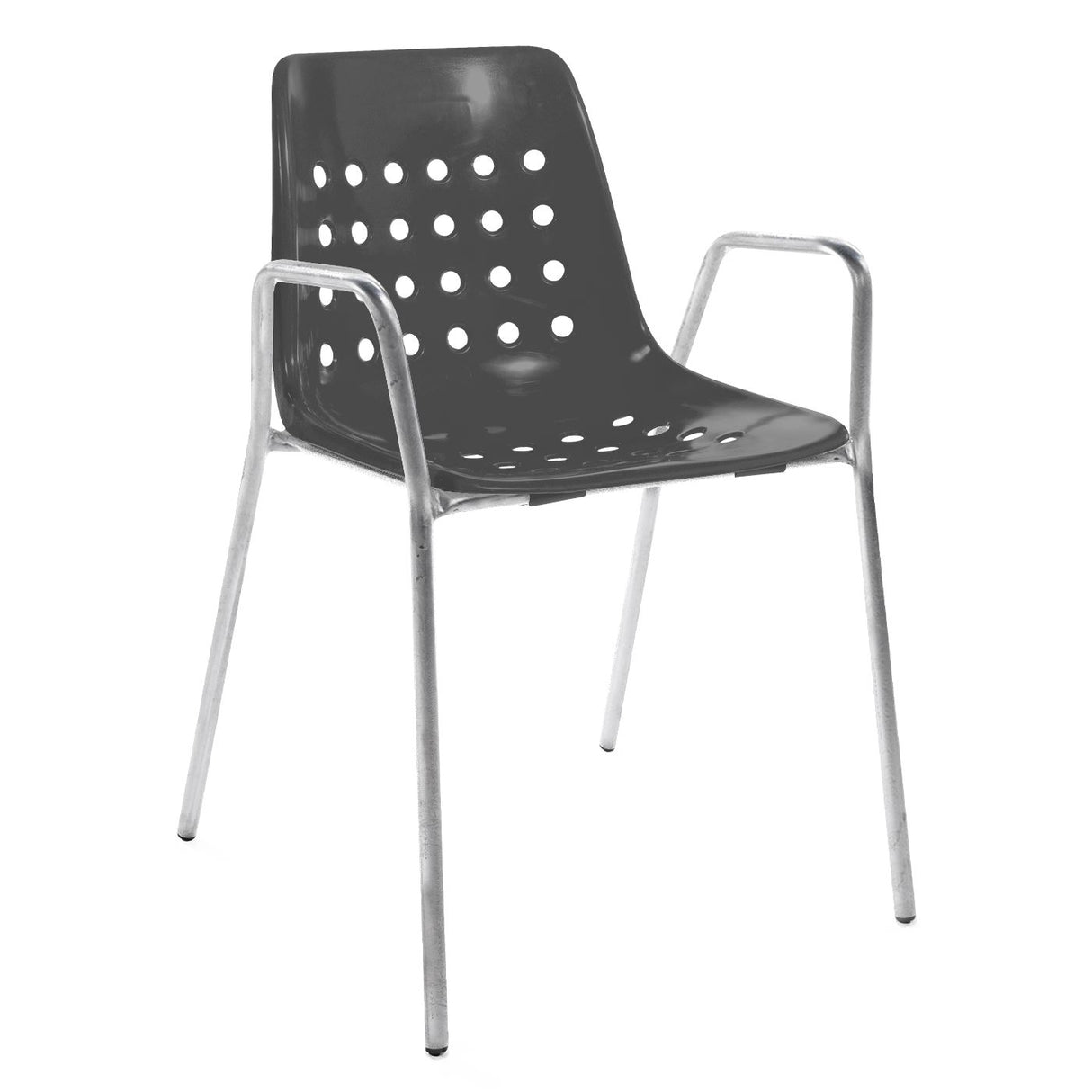 Schaffner Bermuda Fauteuil repas avec accoudoirs tubes ronds Galvanisé à chaud 02 Anthracite 77
