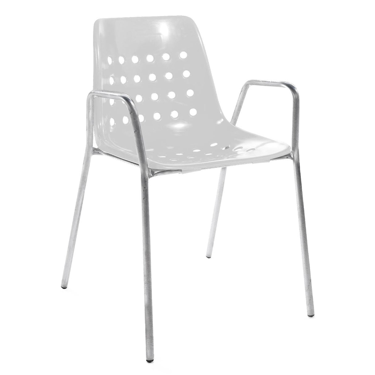 Schaffner Bermuda Fauteuil repas avec accoudoirs tubes ronds Galvanisé à chaud 02 Blanc 90