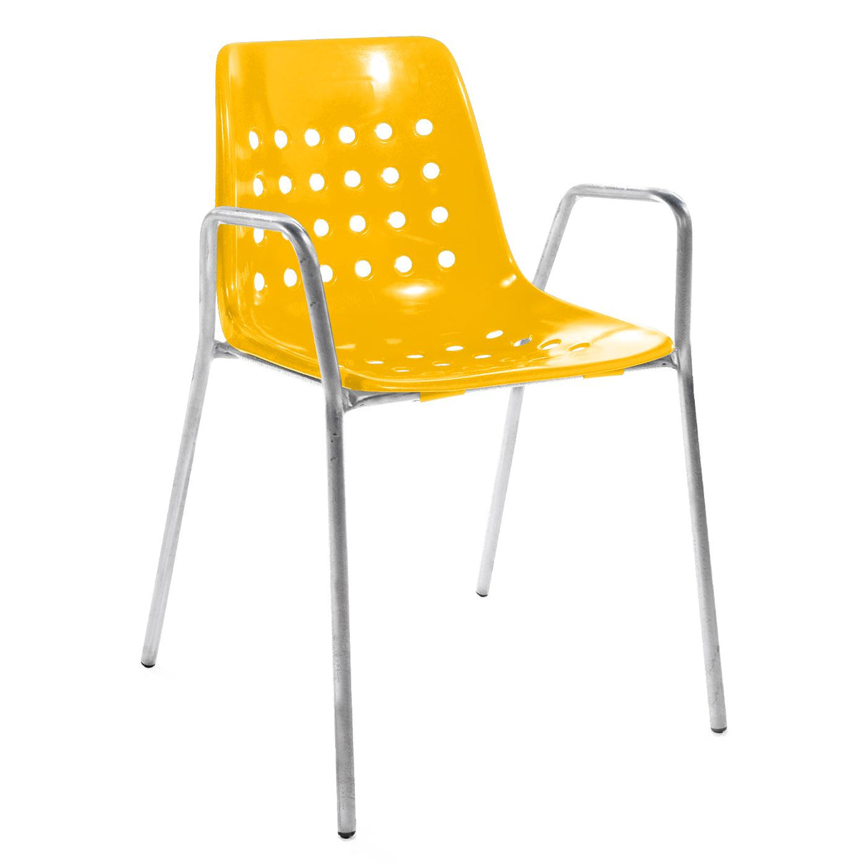 Schaffner Bermuda Fauteuil repas avec accoudoirs tubes ronds Galvanisé à chaud 02 Jaune 11