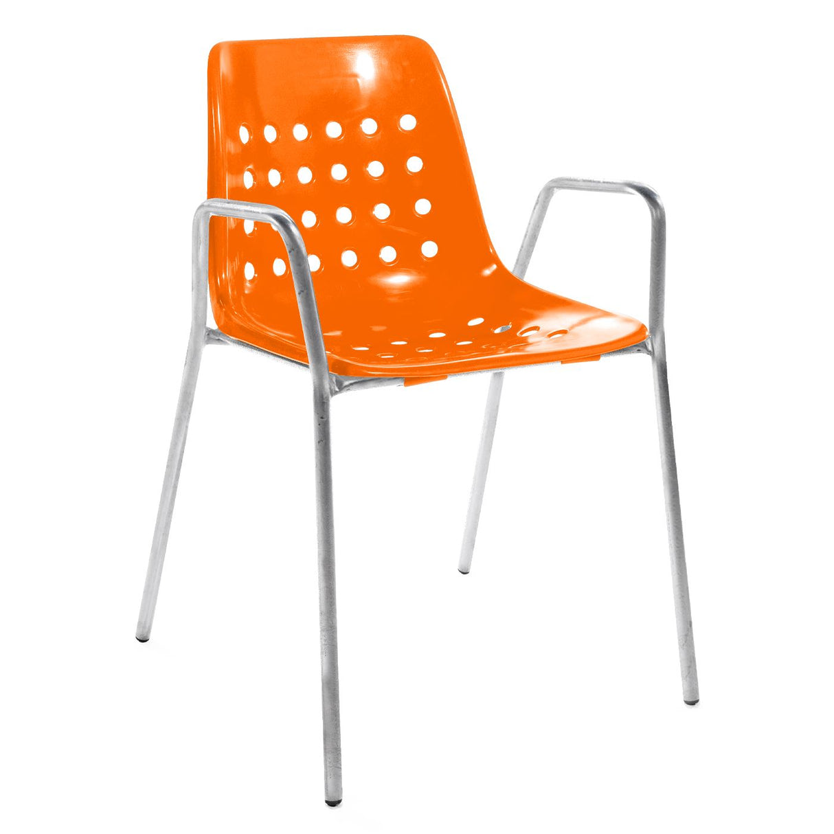 Schaffner Bermuda Fauteuil repas avec accoudoirs tubes ronds Galvanisé à chaud 02 Orange 13