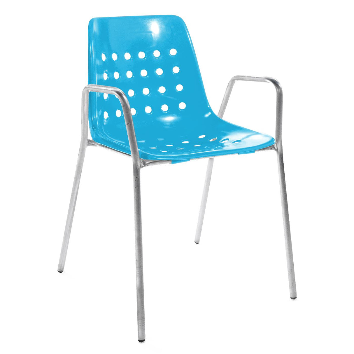 Schaffner Bermuda Fauteuil repas avec accoudoirs tubes ronds Galvanisé à chaud 02 Turquoise 58