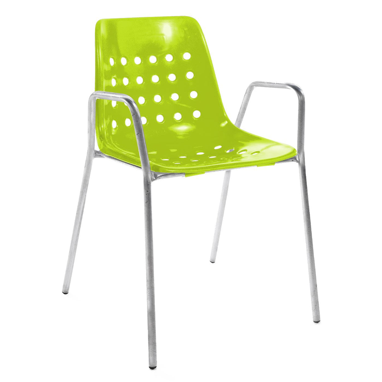 Schaffner Bermuda Fauteuil repas avec accoudoirs tubes ronds Galvanisé à chaud 02 Vert Clair 63
