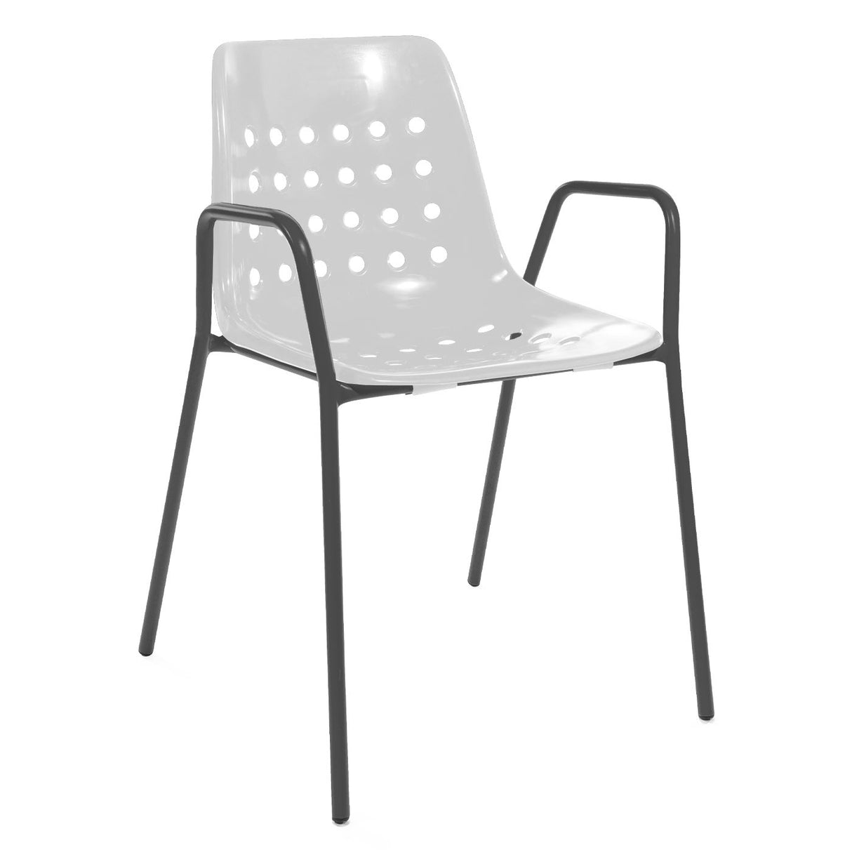 Schaffner Bermuda Fauteuil repas avec accoudoirs tubes ronds Graphite 73 Blanc 90