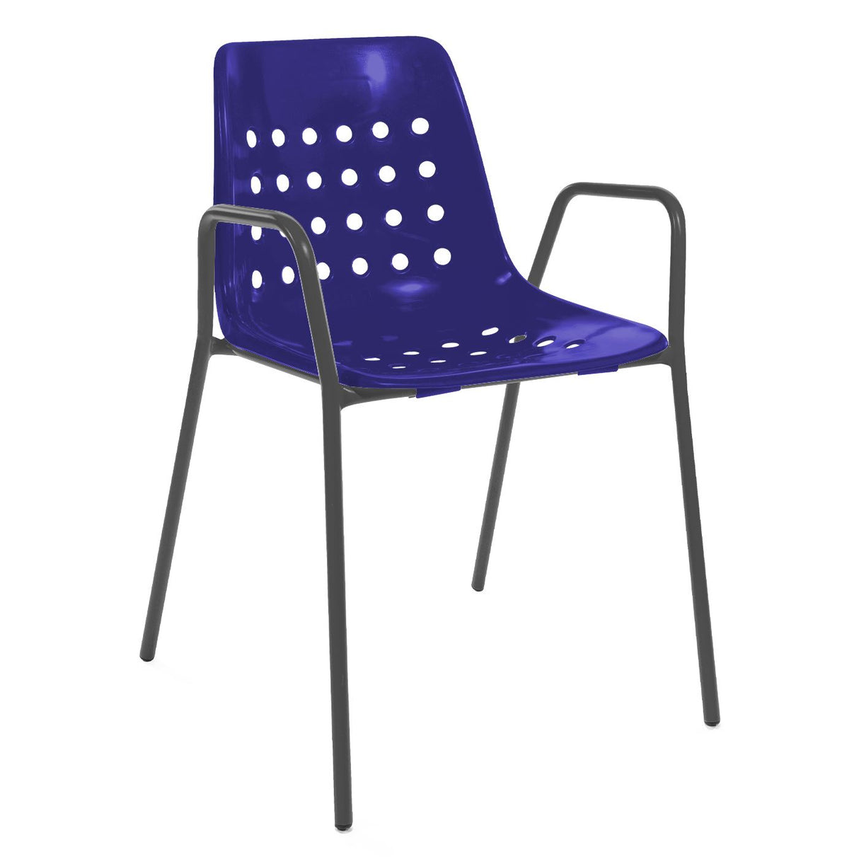 Schaffner Bermuda Fauteuil repas avec accoudoirs tubes ronds Graphite 73 Bleu 53
