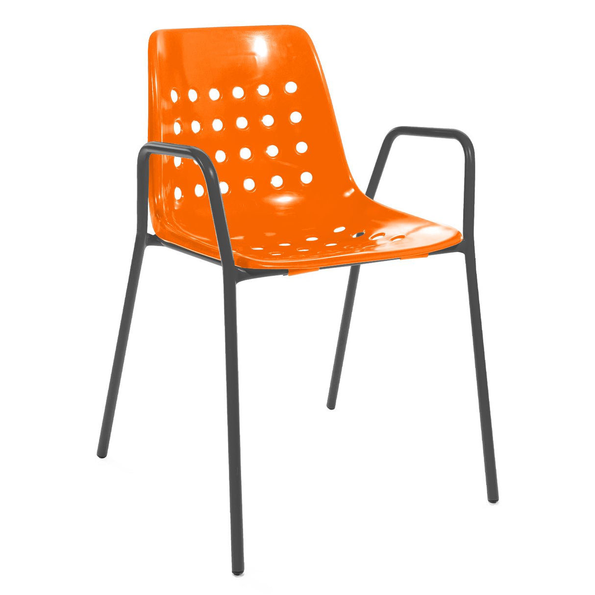Schaffner Bermuda Fauteuil repas avec accoudoirs tubes ronds Graphite 73 Orange 13