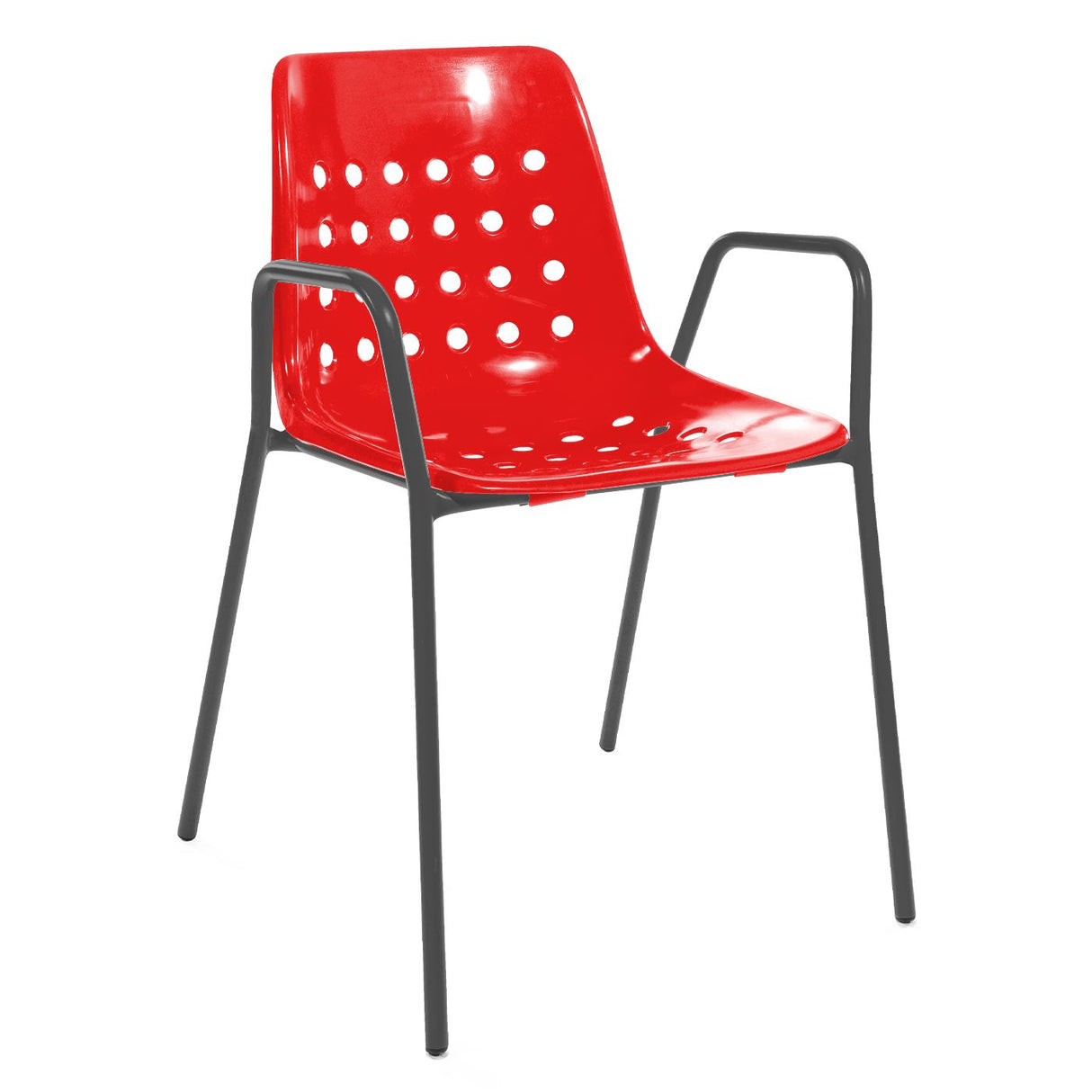 Schaffner Bermuda Fauteuil repas avec accoudoirs tubes ronds Graphite 73 Rouge 30