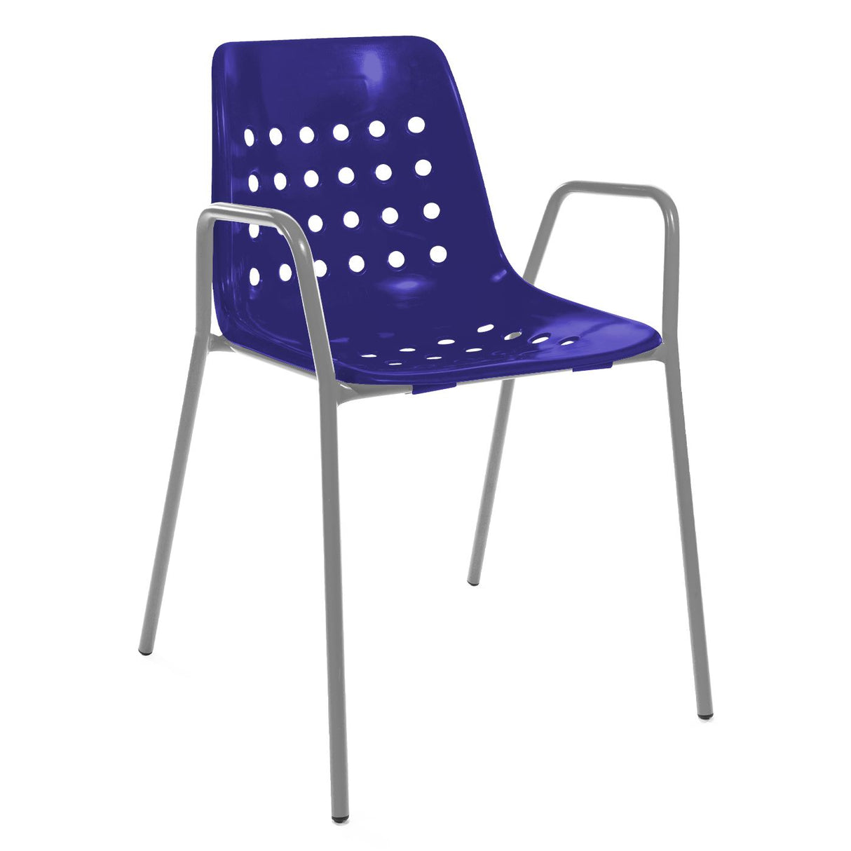 Schaffner Bermuda Fauteuil repas avec accoudoirs tubes ronds Gris Argent 78 Bleu 53