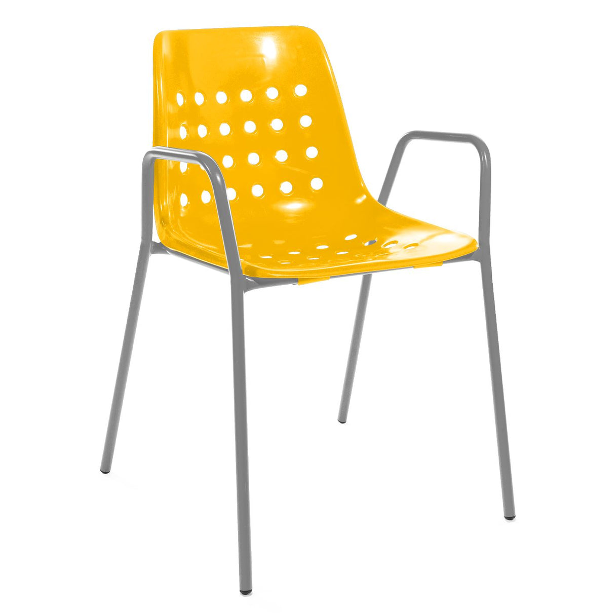 Schaffner Bermuda Fauteuil repas avec accoudoirs tubes ronds Gris Argent 78 Jaune 11