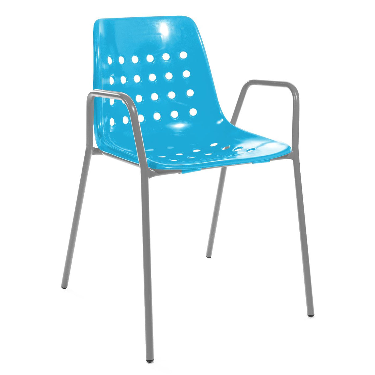 Schaffner Bermuda Fauteuil repas avec accoudoirs tubes ronds Gris Argent 78 Turquoise 58