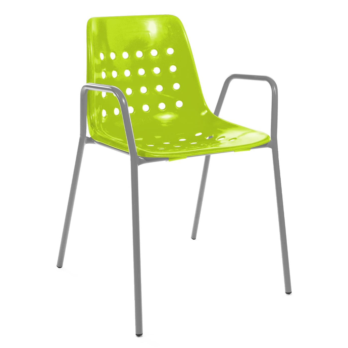 Schaffner Bermuda Fauteuil repas avec accoudoirs tubes ronds Gris Argent 78 Vert Clair 63