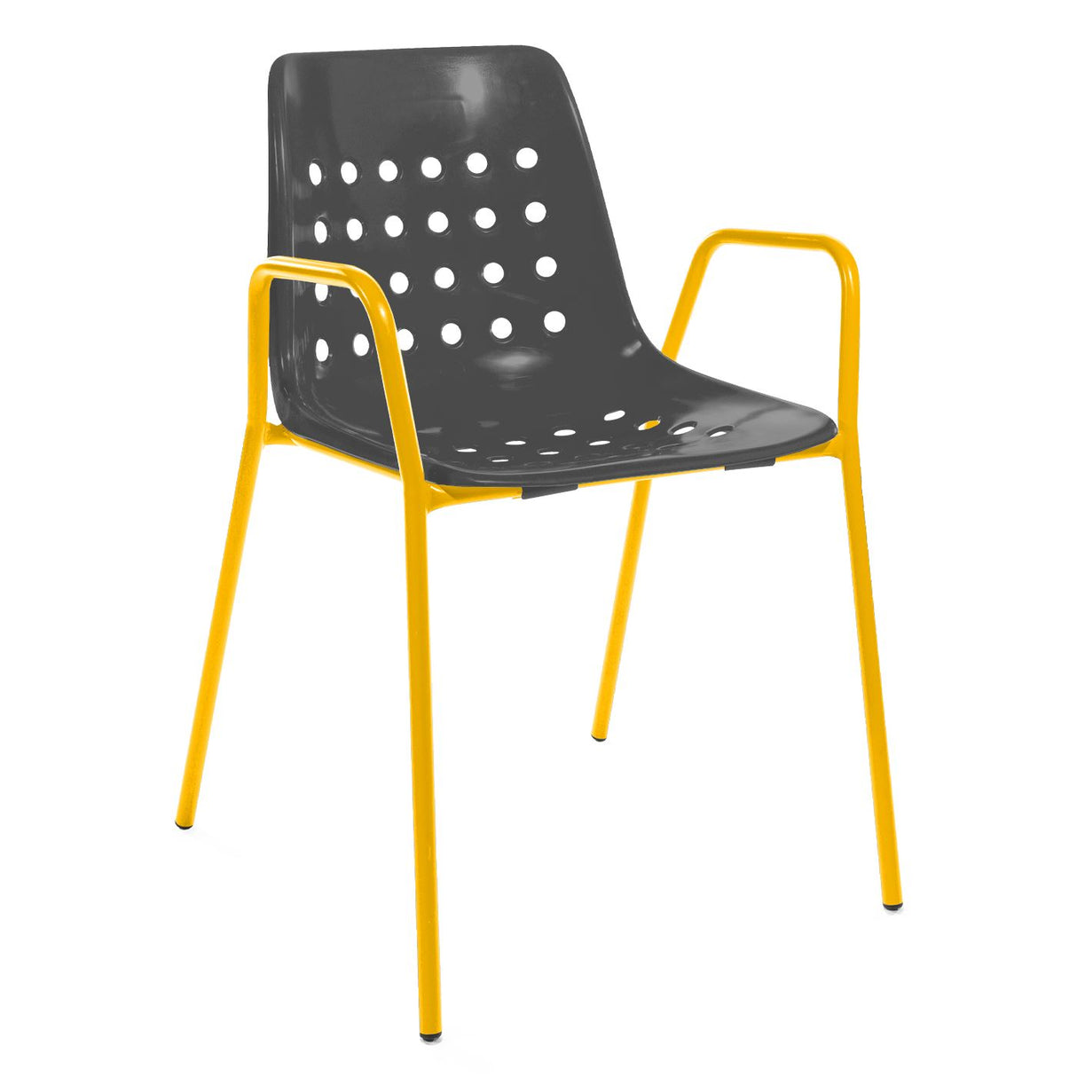 Schaffner Bermuda Fauteuil repas avec accoudoirs tubes ronds Jaune 11 Anthracite 77