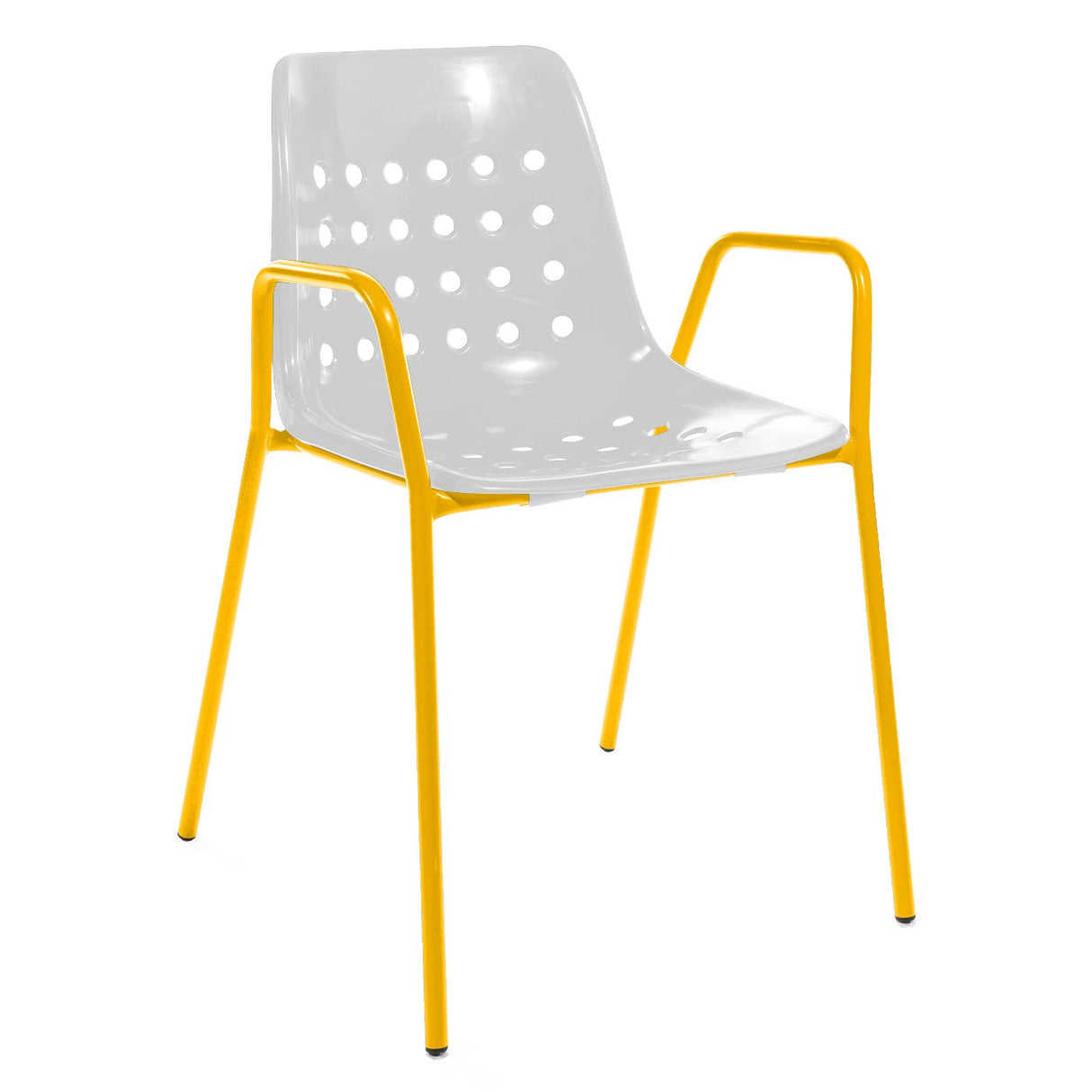 Schaffner Bermuda Fauteuil repas avec accoudoirs tubes ronds Jaune 11 Blanc 90