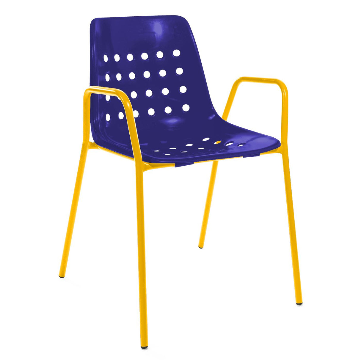 Schaffner Bermuda Fauteuil repas avec accoudoirs tubes ronds Jaune 11 Bleu 53